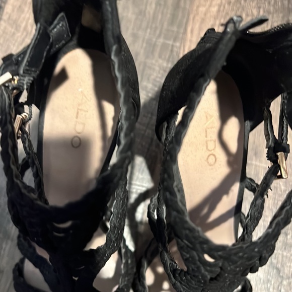 Aldo black braided zip up buckle heels - Picture 4 of 14